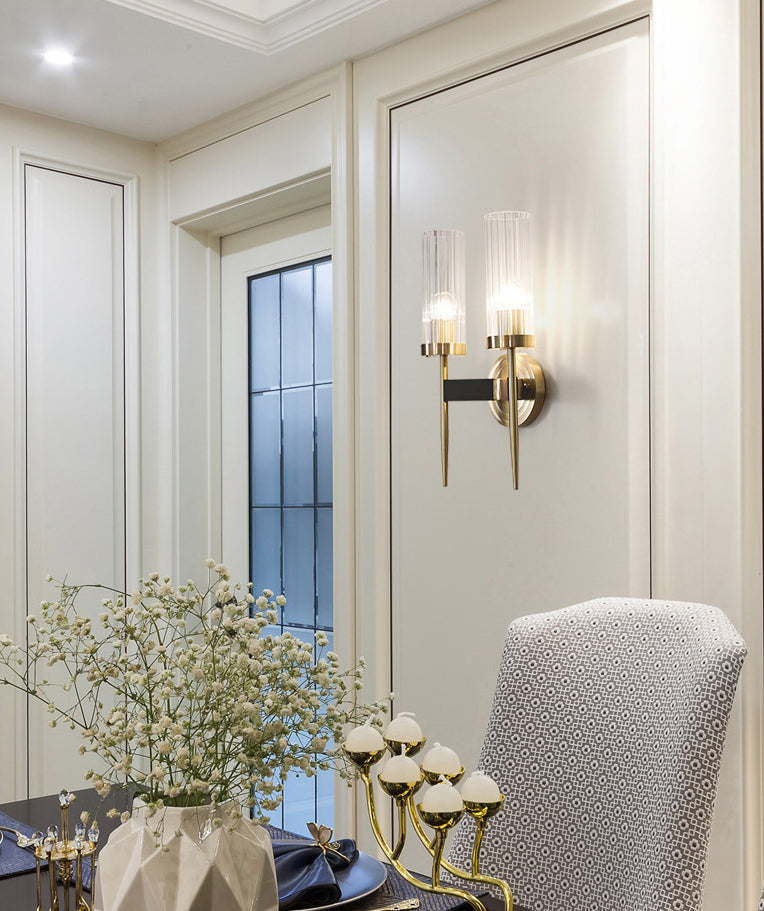 Postmodern Cylindrical Wall Mounted Lighting Clear Glass Wall Mount Lamp for Living Room