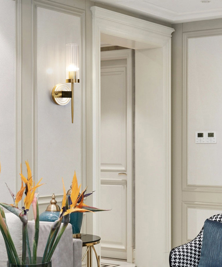 Postmodern Cylindrical Wall Mounted Lighting Clear Glass Wall Mount Lamp for Living Room