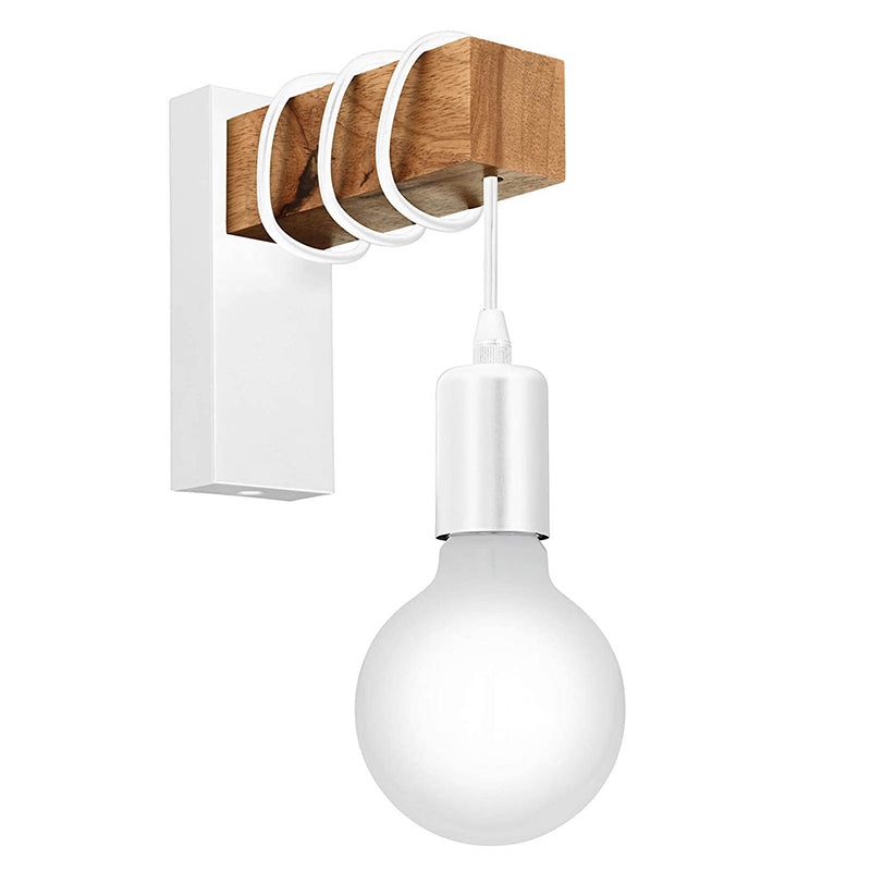 Single Light Open Bulb Design Wall Lamp Modern Style Simplicity Wooden Wall Sconce for Cafe Shop Restaurant