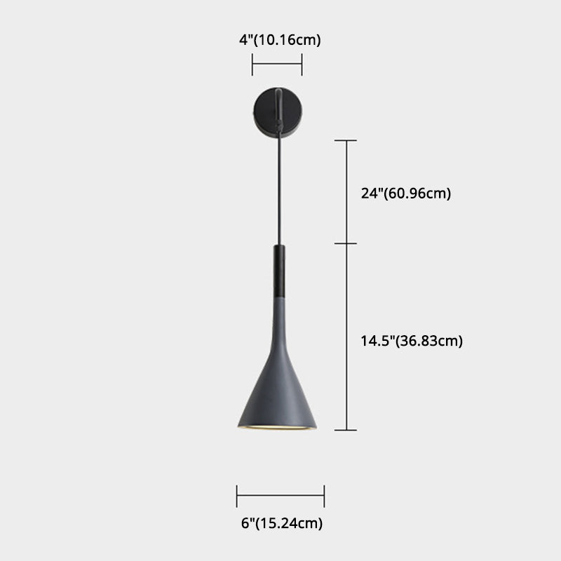 Macaroon -stijl kegel wandlamp 6 "brede metalen schaduw minimalisme wandmontage verlichting met 23,5" verstelbare gesuspendeerde draad