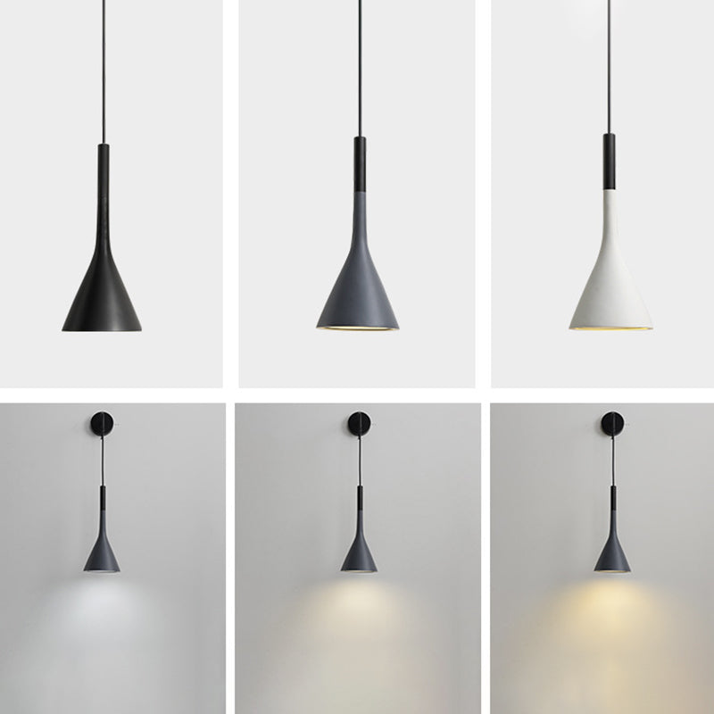 Macaroon -stijl kegel wandlamp 6 "brede metalen schaduw minimalisme wandmontage verlichting met 23,5" verstelbare gesuspendeerde draad