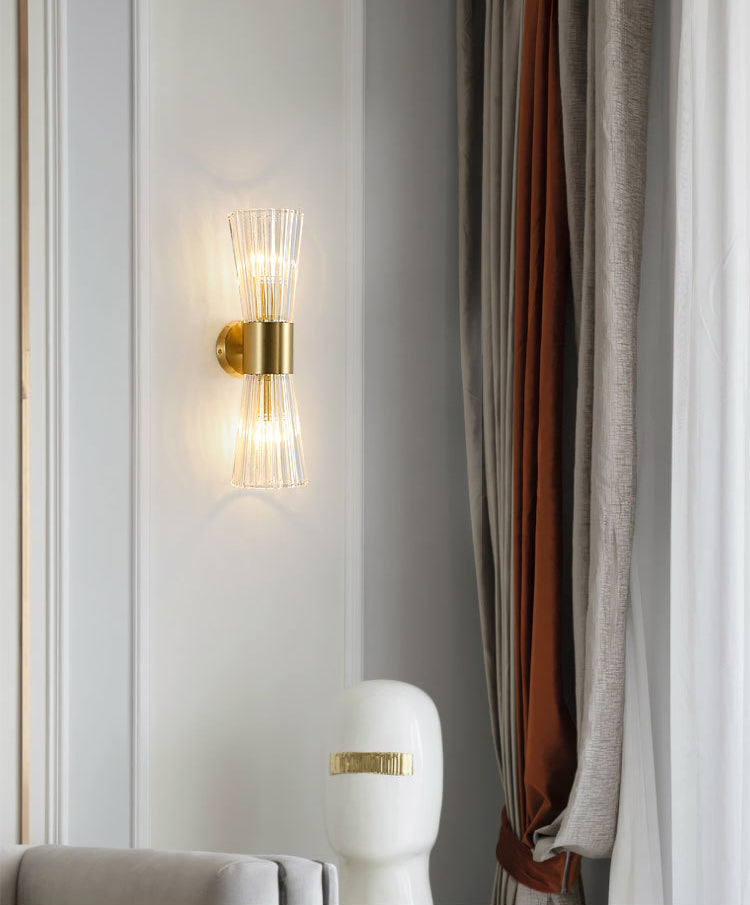 Luces de pared con forma de reloj de arena posmoderna Media de montura de montura de vidrio cristalino para la pared de la cama para la cama