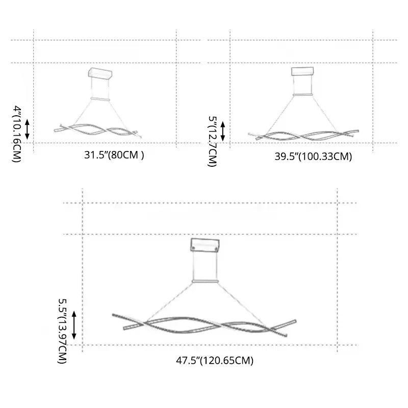 Moderne lineaire kroonluchter verlichtingsarmaturen Metallic Hanging Light Kit voor restaurant