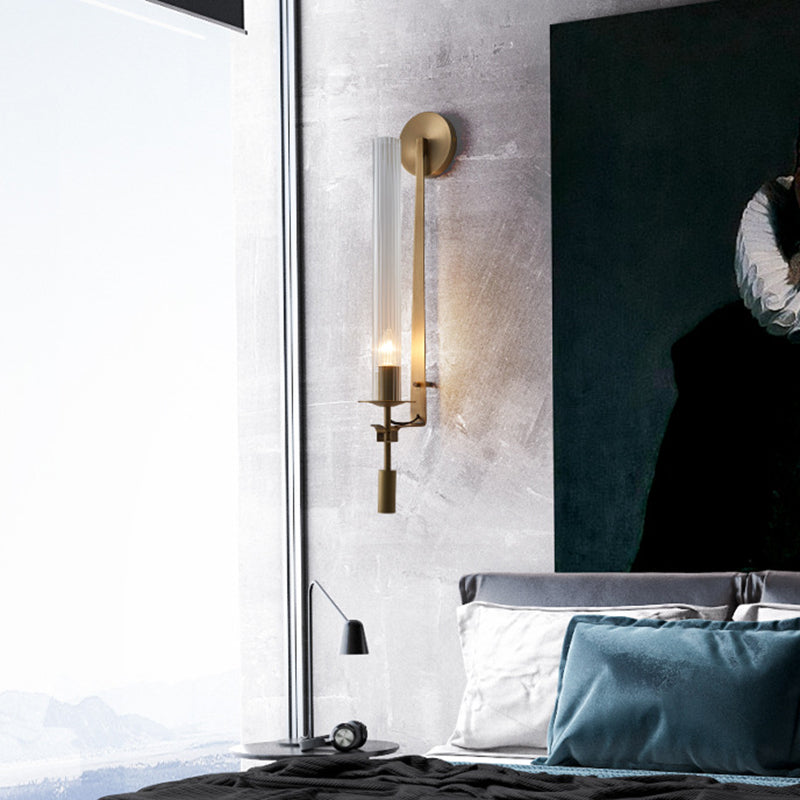 Cylinder Wall Mounted Lamps Postmodern Clear Glass Wall Sconce for Living Room