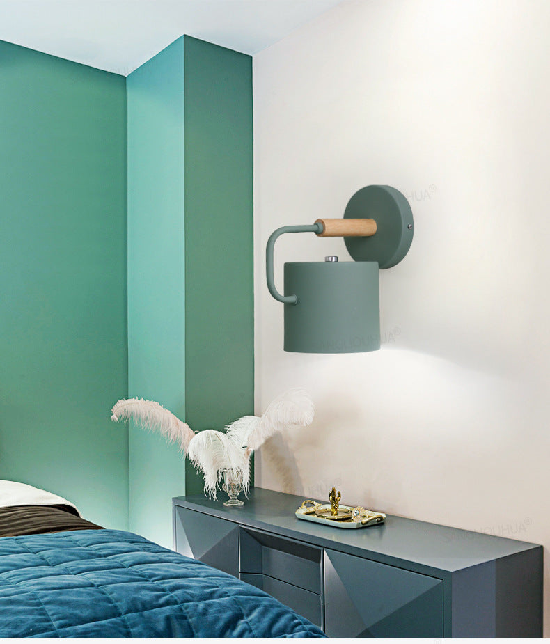 Nordic Macaron Cup Wall Mounted Light Fixture Metallic Wall Mount Light Fixture for Bedside