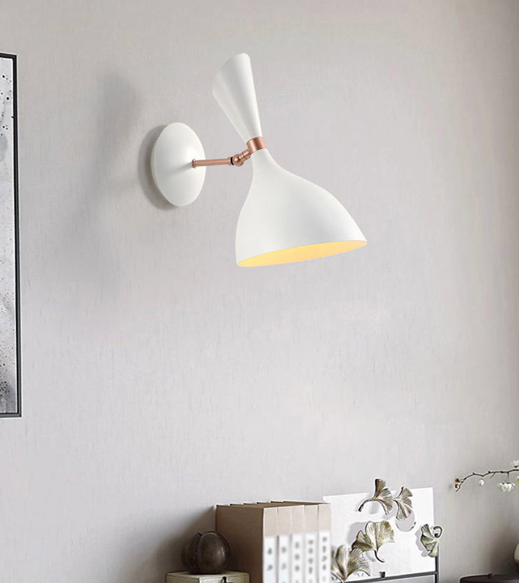 Nordic Macaron Double Cone-Shaped Wall Light Sconce Metallic Wall Light Fixtures for Bedroom