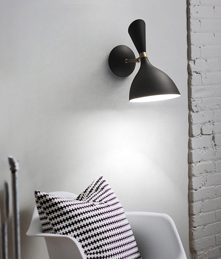 Nordic Macaron Double Cone-Shaped Wall Light Sconce Metallic Wall Light Fixtures for Bedroom