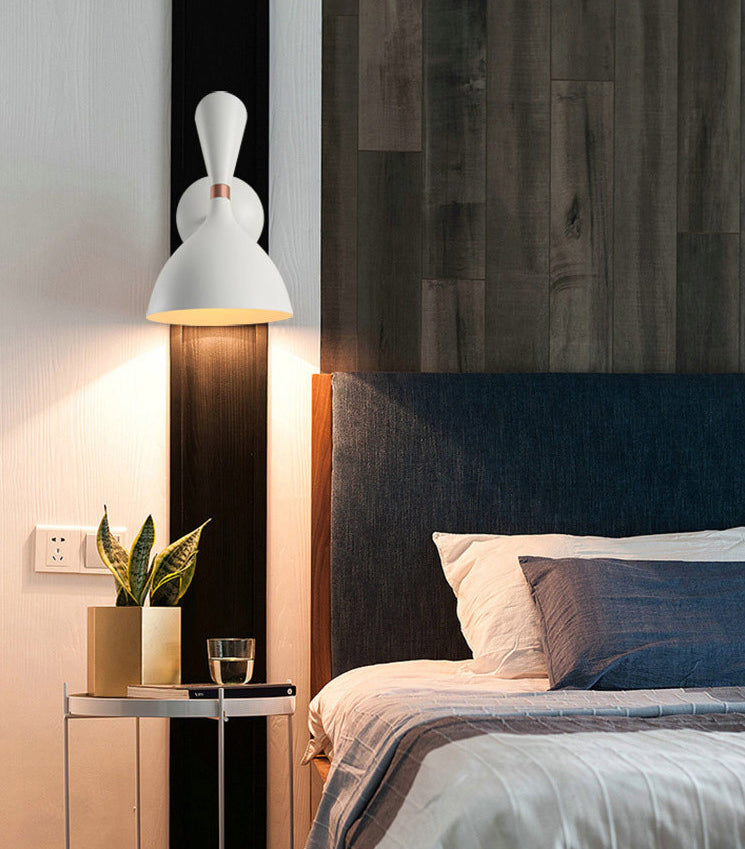 Nordic Macaron Double Cone-Shaped Wall Light Sconce Metallic Wall Light Fixtures for Bedroom