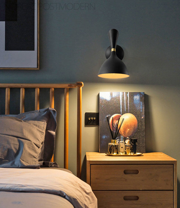 Nordic Macaron Double Cone-Shaped Wall Light Sconce Metallic Wall Light Fixtures for Bedroom