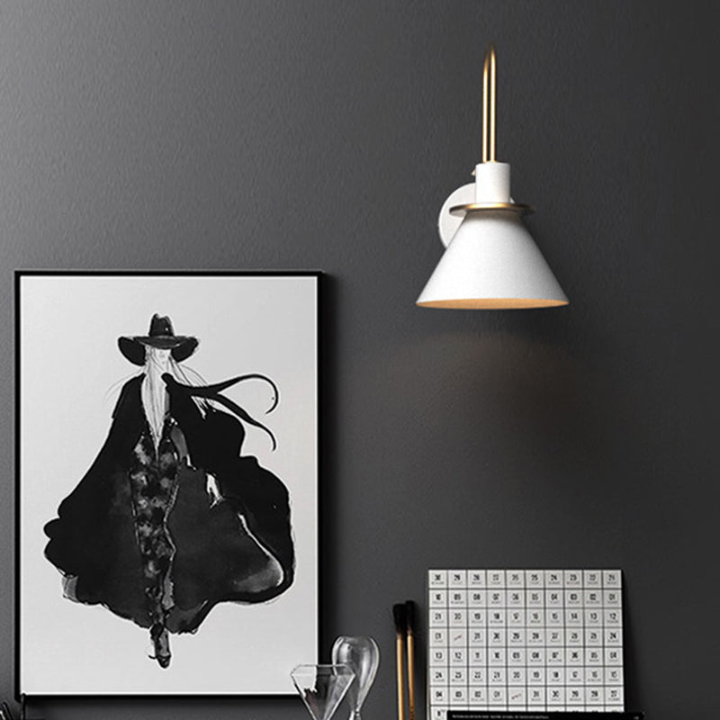Contemporary Simplicity Conical Wall Mounted Lights Metallic Wall Mounted Lamp for Bedside