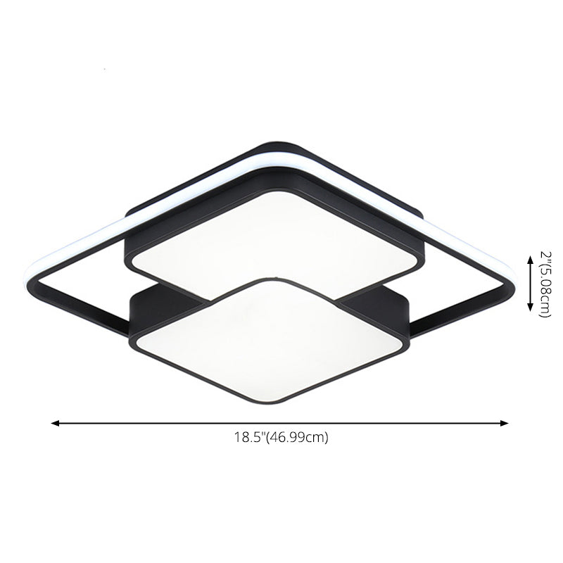 Quadrilateral Shape Flush Ceiling Light Fixture Modern Minimalist Style Acrylic Flush Light