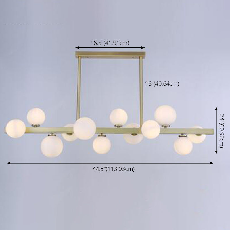 Light de plafond sphérique d'île sphérique d'île Gold linéaire moderne pour table