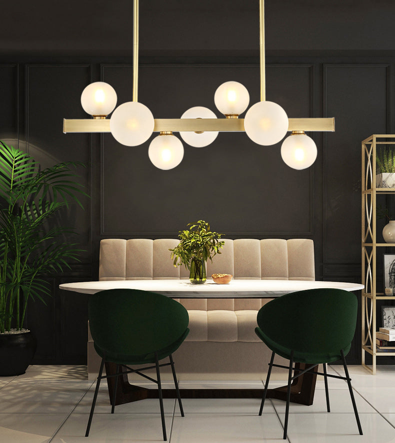 Light de plafond sphérique d'île sphérique d'île Gold linéaire moderne pour table