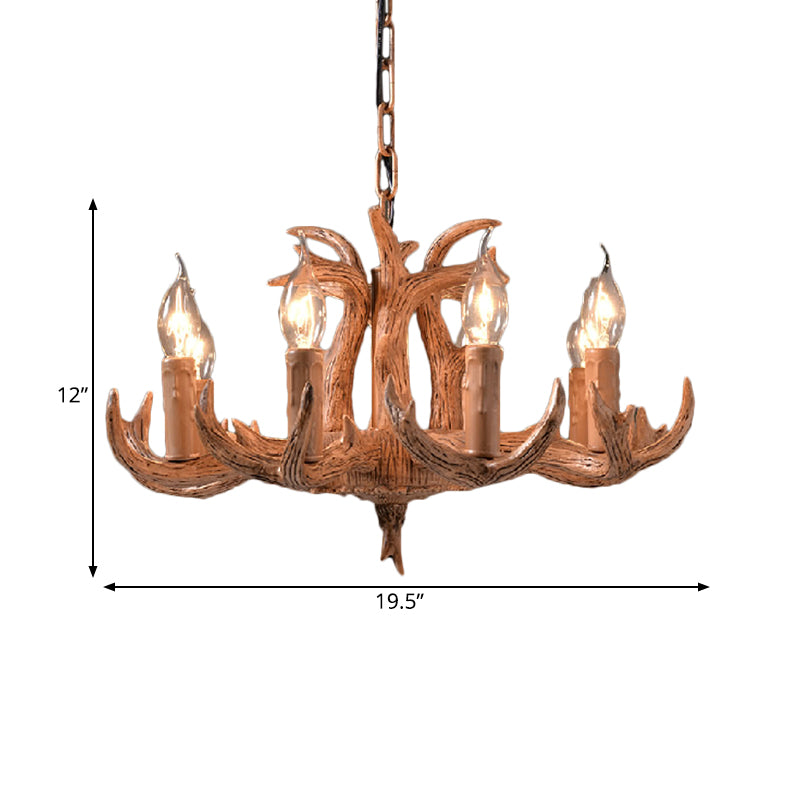 Lodge Stylish Antlers Kronleuchter Beleuchtung 8 Lichter Harzheizenleuchte mit offener Glühbirne in Holz