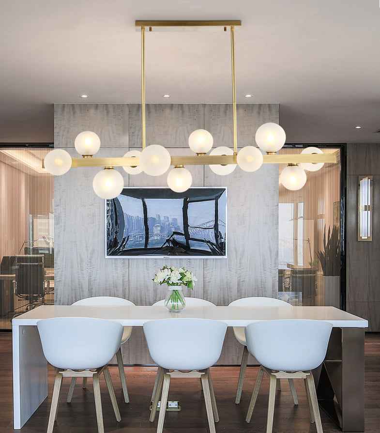 Light de plafond sphérique d'île sphérique d'île Gold linéaire moderne pour table