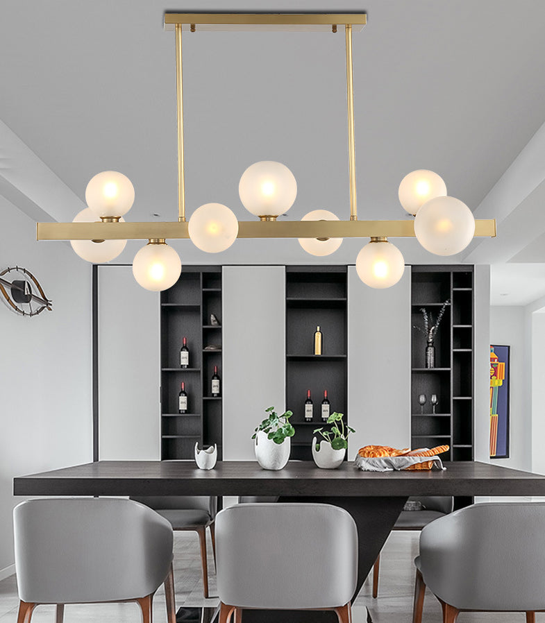 Light de plafond sphérique d'île sphérique d'île Gold linéaire moderne pour table
