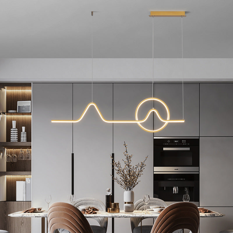 Modern Minimalist Style Linear Island Light Fixture Metal Pendant Light