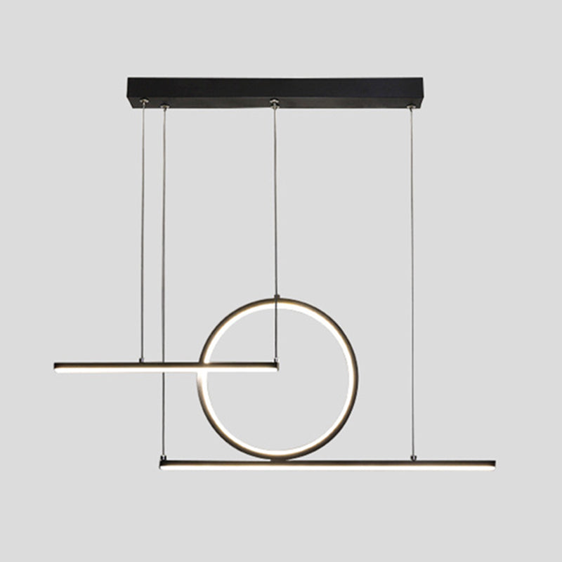 Modern Minimalist Style Linear Island Light Fixture Metal Pendant Light