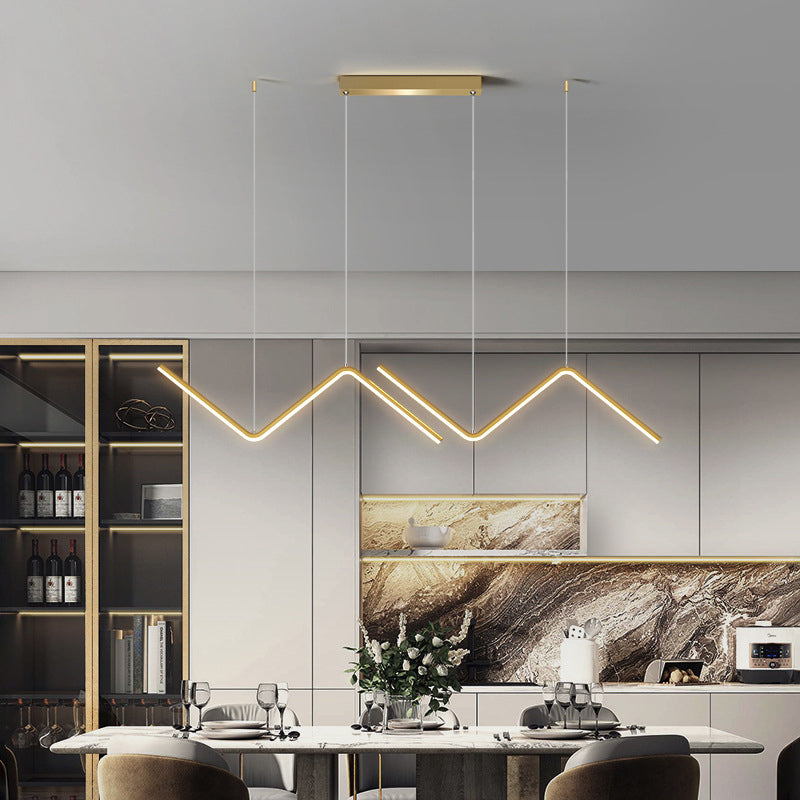 Modern Minimalist Style Linear Island Light Fixture Metal Pendant Light