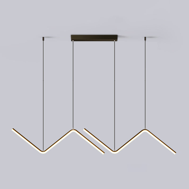 Modern Minimalist Style Linear Island Light Fixture Metal Pendant Light