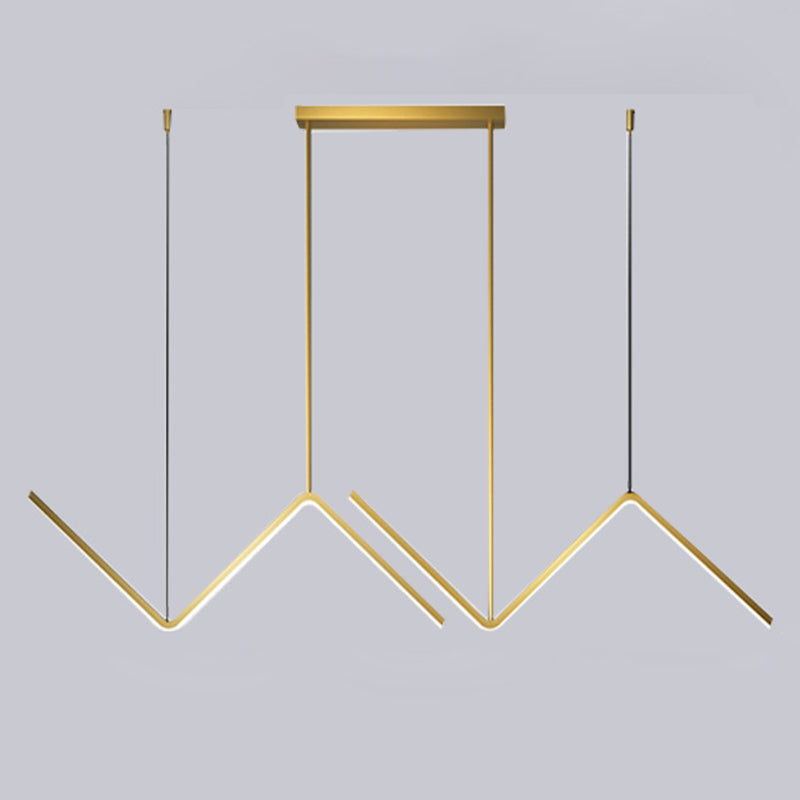 Modern Minimalist Style Linear Island Light Fixture Metal Pendant Light