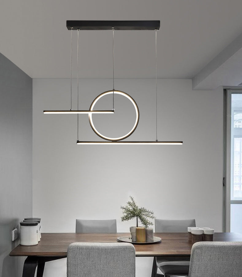 Modern Minimalist Style Linear Island Light Fixture Metal Pendant Light
