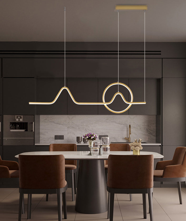 Modern Minimalist Style Linear Island Light Fixture Metal Pendant Light