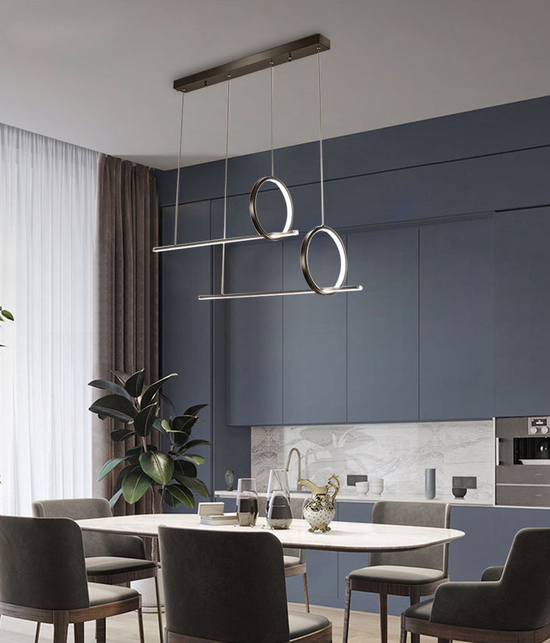 Modern Minimalist Style Linear Island Light Fixture Metal Pendant Light
