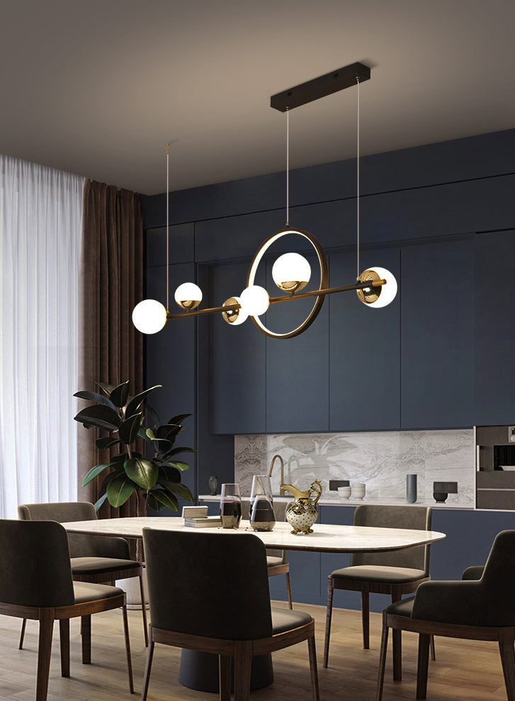 44" Length Contemporary Style LED Island Light 7-Lights Minimalism Design Dining Room Hanging Lighting Fixture