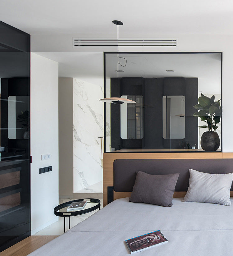 Schwarz UFO-Form Minimalismus-Stil LED Hängende hängende leichte postmoderne Metallbeleuchtung für Wohnzimmer