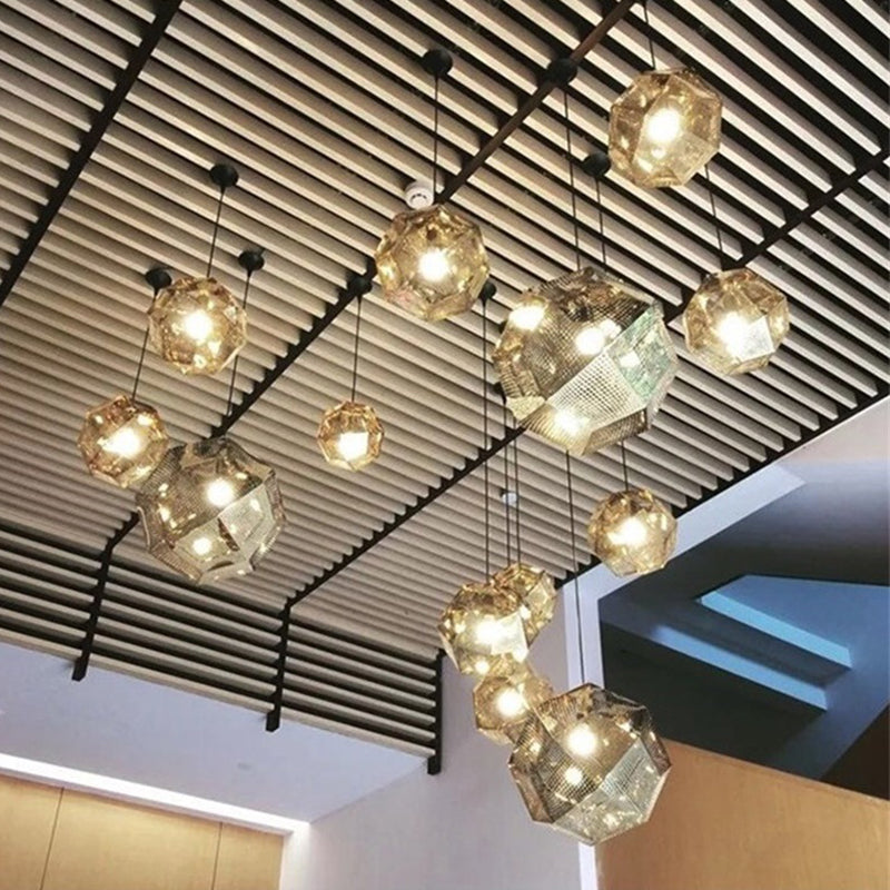 Faceed Globe Suspension Lighting Postmodern Metall 1-Bulb Restaurant Anhänger Licht