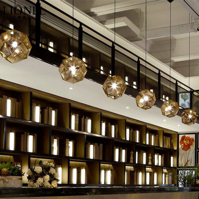 Faceed Globe Suspension Lighting Postmodern Metall 1-Bulb Restaurant Anhänger Licht