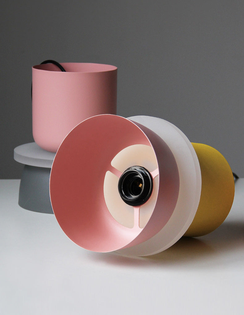 Macaron 1-Light Pendant Lighting Fixture Geometric Ceiling Light with Metal Shade