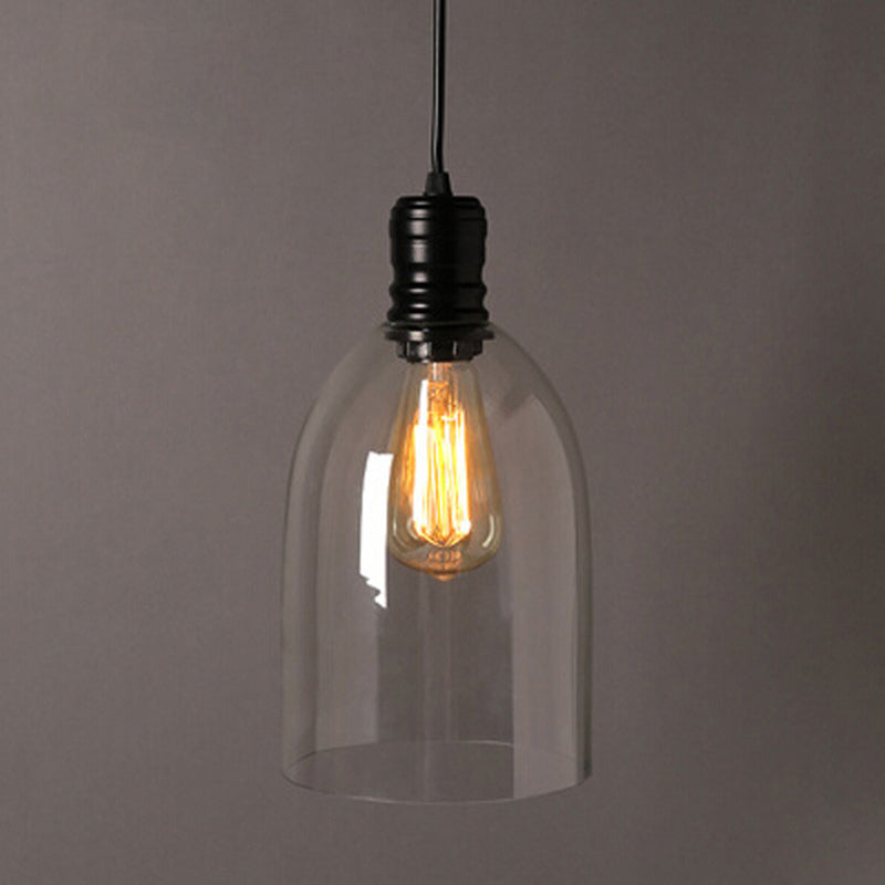1 Light Bell Pendant Lamp Industrial Minimalist Clear Glass Hanging Lamp Kitchen Sink