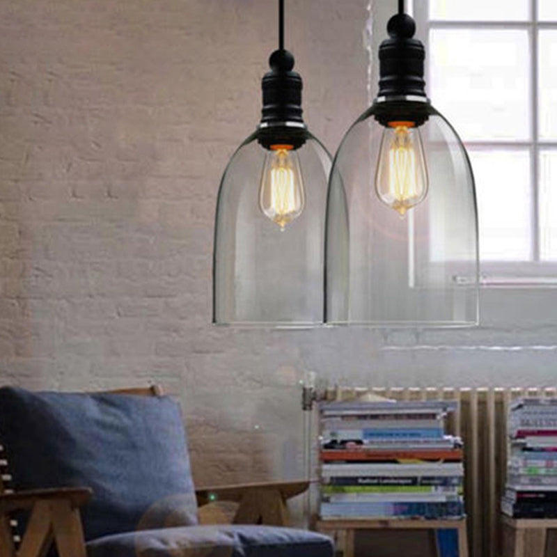 1 Light Bell Pendant Lamp Industrial Minimalist Clear Glass Hanging Lamp Kitchen Sink
