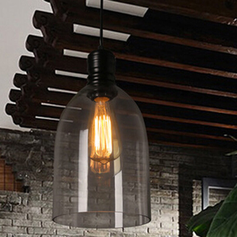 1 Light Bell Pendant Lamp Industrial Minimalist Clear Glass Hanging Lamp Kitchen Sink