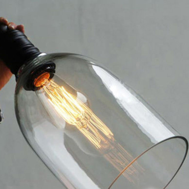 1 Light Bell Pendant Lamp Industrial Minimalist Clear Glass Hanging Lamp Kitchen Sink