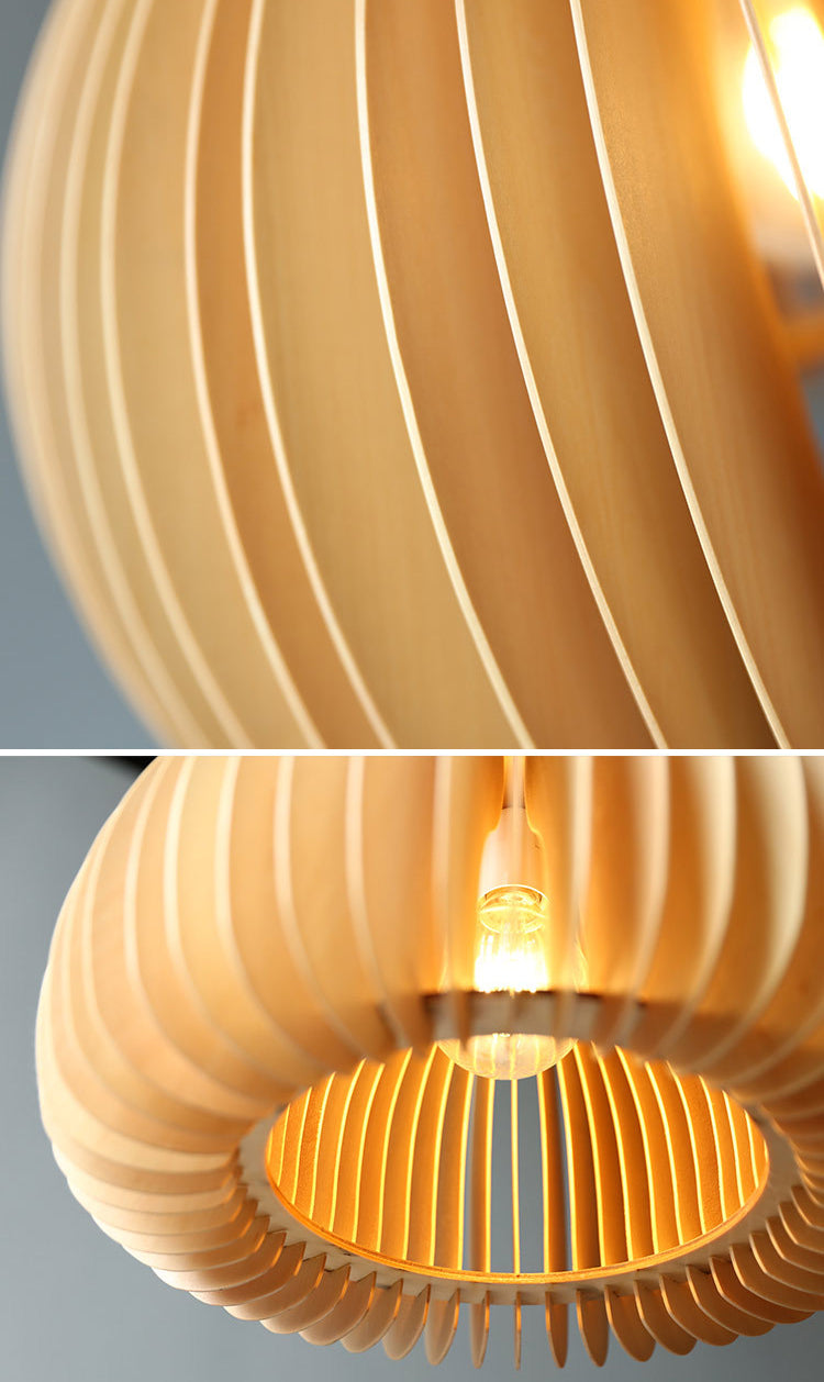 Beige Holzkürbis hängende helle chinesische style 1 leichte Restaurant Decke Anhängerlampe