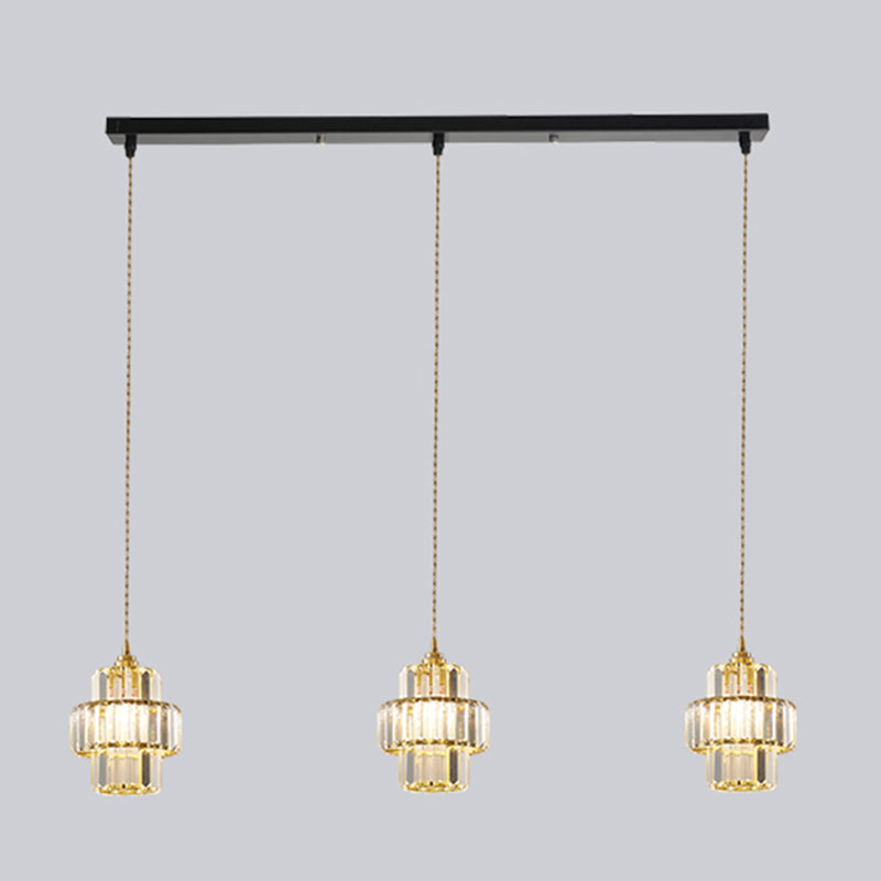 Prismatische K9 -Kristalldecke Anhänger Licht Modernismus Zylindrisch hängende Licht zum Esstisch