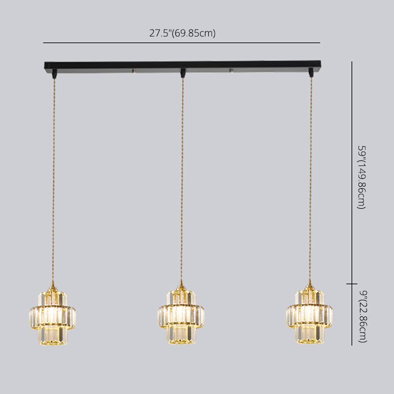 Prismatische K9 -Kristalldecke Anhänger Licht Modernismus Zylindrisch hängende Licht zum Esstisch