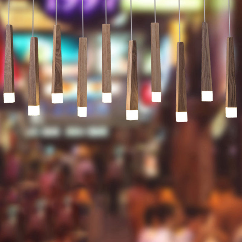 Bois massif en forme de torche suspendue claire en acrylique blanc