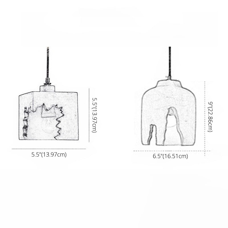 Notch Design Cement Hanging Light Creative Single Bulb Mini Ilumining Pending para Bar Cafe Shop