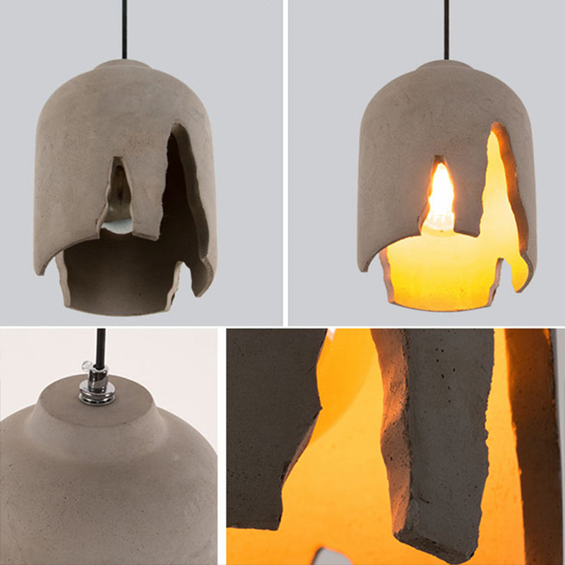 Notch Design Cement Hanging Light Creative Single Bulb Mini Ilumining Pending para Bar Cafe Shop