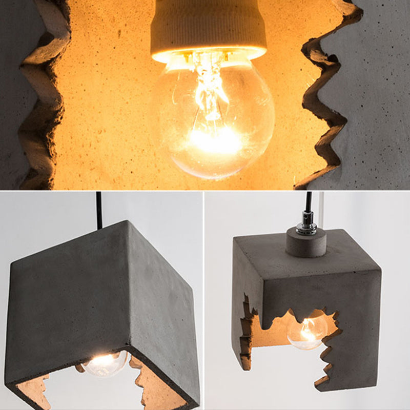 Notch Design Cement Hanging Light Creative Single Bulb Mini Ilumining Pending para Bar Cafe Shop