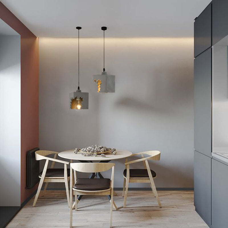 Notch Design Cement Hanging Light Creative Single Bulb Mini Ilumining Pending para Bar Cafe Shop