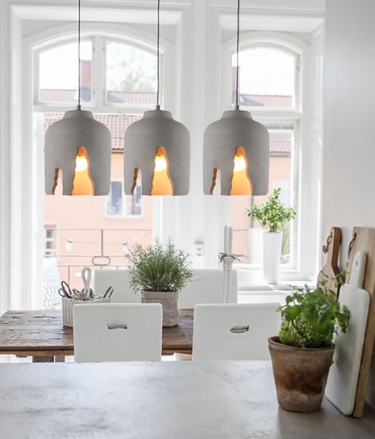 Notch Design Cement Hanging Light Creative Single Bulb Mini Ilumining Pending para Bar Cafe Shop