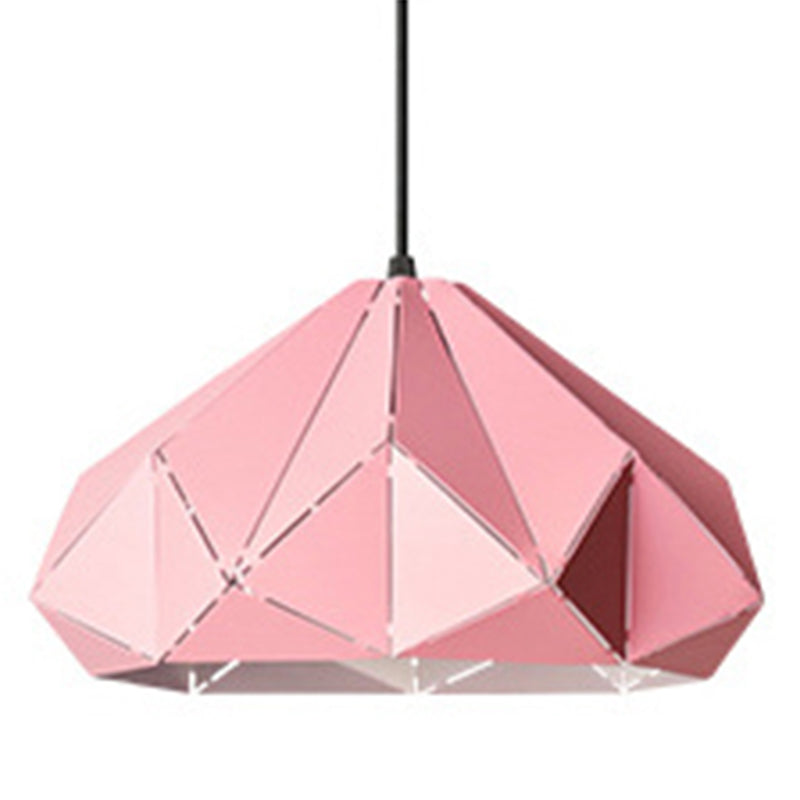 Geometric Shape Metal Hanging Lamp Nordic Macaroon Style 1-Light Pendant for Kitchen Bedroom