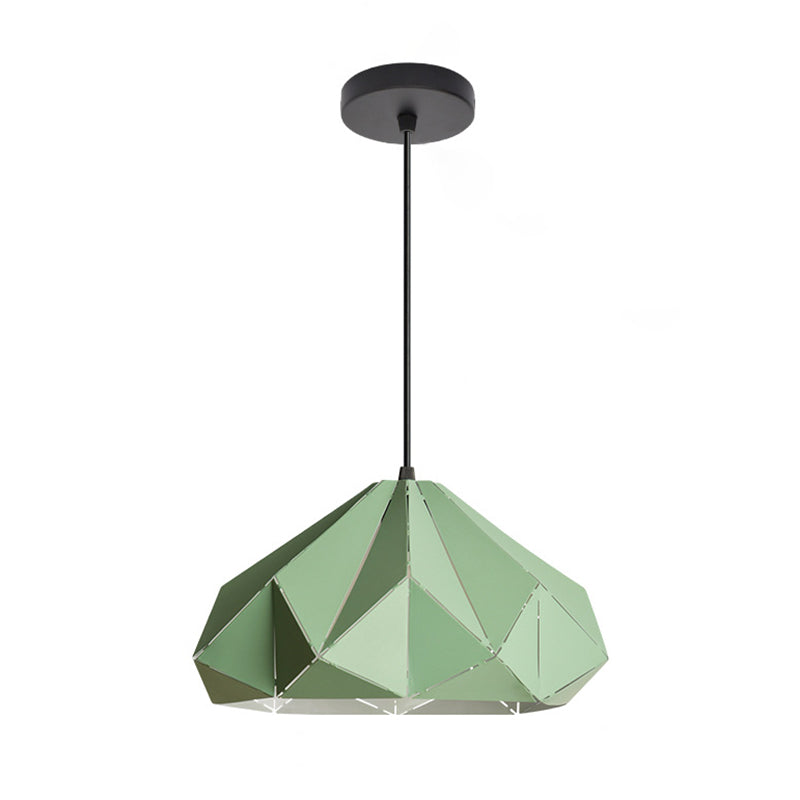 Geometric Shape Metal Hanging Lamp Nordic Macaroon Style 1-Light Pendant for Kitchen Bedroom