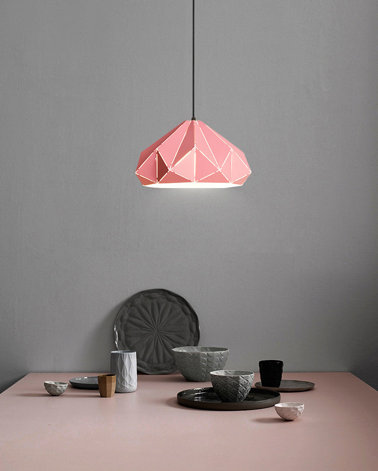Geometric Shape Metal Hanging Lamp Nordic Macaroon Style 1-Light Pendant for Kitchen Bedroom
