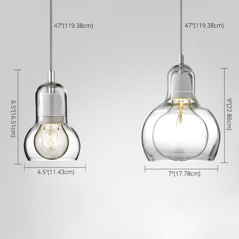 Double-layer Glass Shade Mini Pendant Light Gourd Shaped Contemporary Simplicity Hanging Lamp